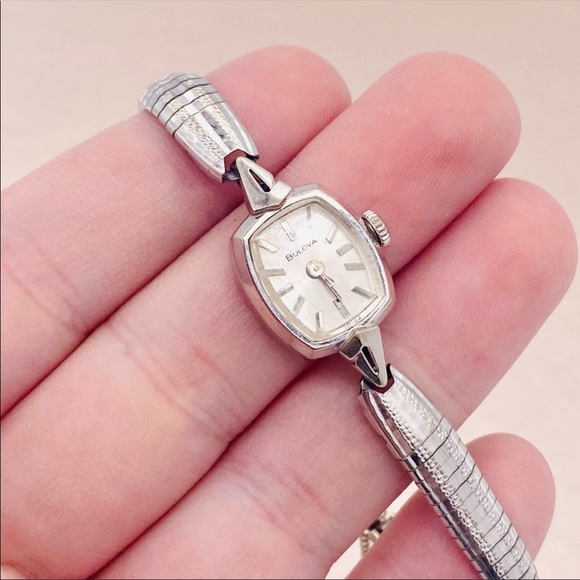Vintage Bulova 10K RGP White Gold Stainless Steel Watch main image 8